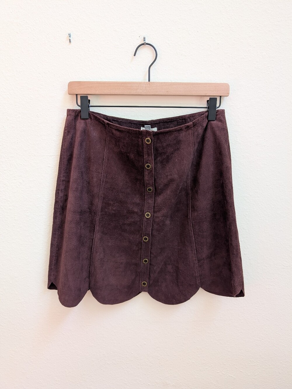 Urban Outfitters Ecoté Burgundy Leather Mini Skirt